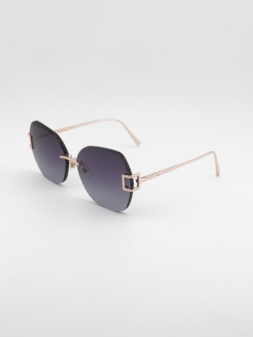 Chopard SCHG31M 08FC Sunglasses Gold Butterfly Frame, Smoke Lenses